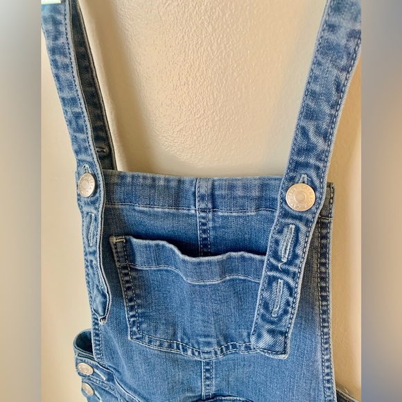 Cat and Jack Girl's S (6/6X) Long Overalls Blue Jean Denim Super Stretch EUC - Picture 6 of 7